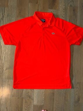 Lacoste Bright Red Short-Sleeve Polo with Crocodile Emblem